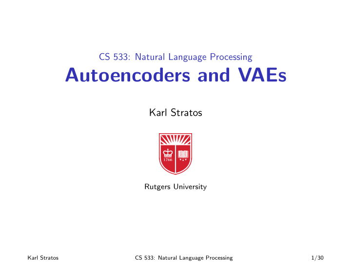 autoencoders and vaes