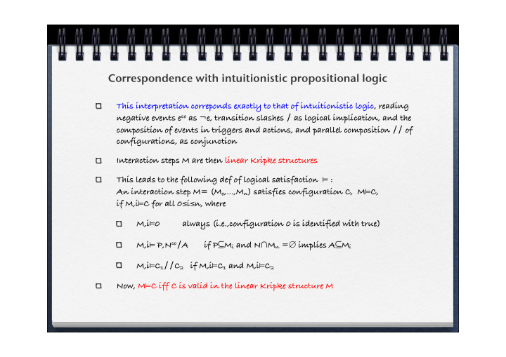 correspondence with intuitionistic propositional logic