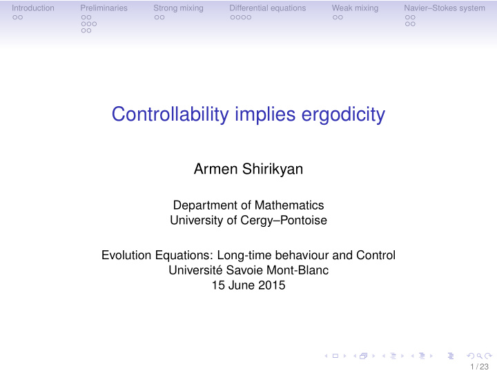 controllability implies ergodicity
