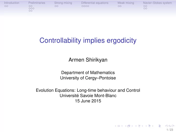 controllability implies ergodicity
