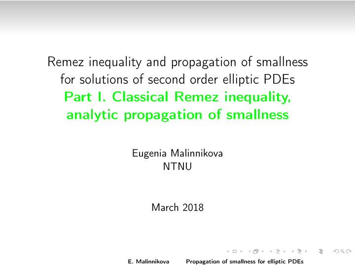 remez inequality and propagation of smallness for