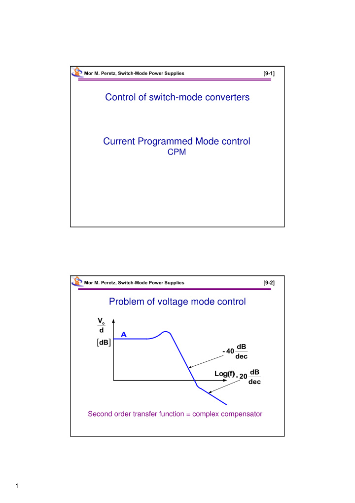 control of switch mode converters current programmed mode