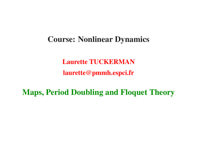 course nonlinear dynamics