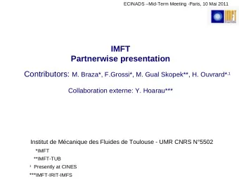 IMFT  Partnerwise presentation Contributors: M. Braza*, F.Grossi*, M. Gual Skopek**, H. Ouvrard* ,1