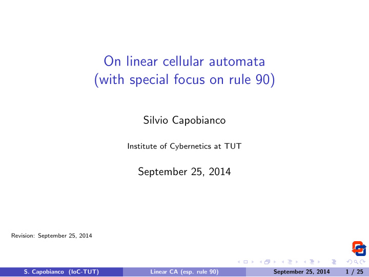 on linear cellular automata with special focus on rule 90