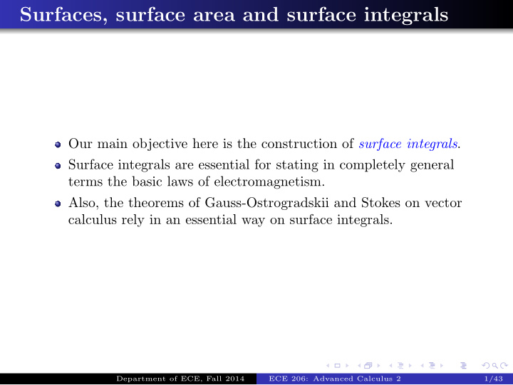 surfaces surface area and surface integrals