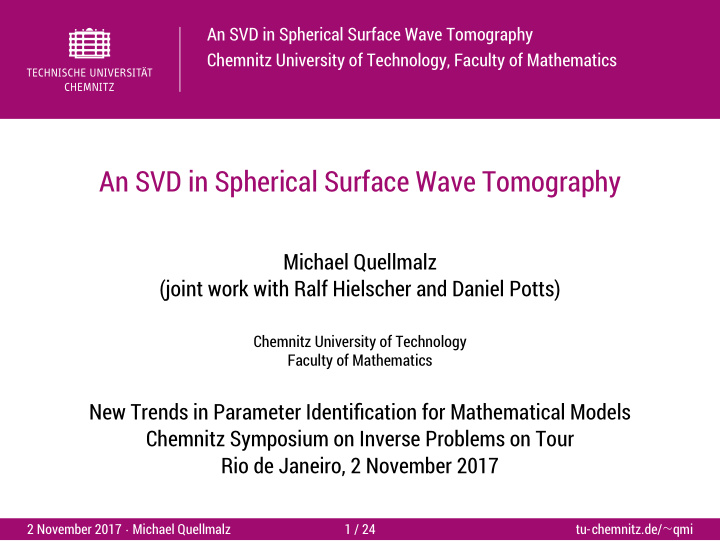 an svd in spherical surface wave tomography