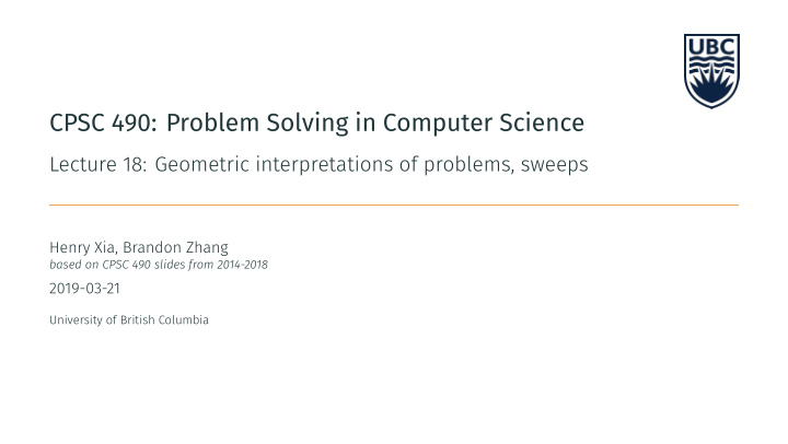 cpsc 490 problem solving in computer science