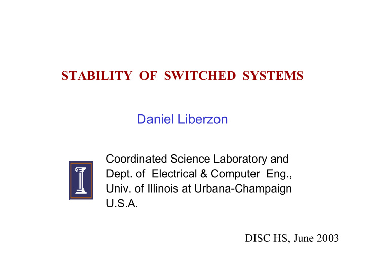 stability of switched systems daniel liberzon