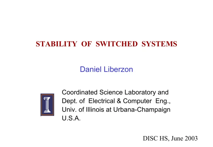 stability of switched systems daniel liberzon