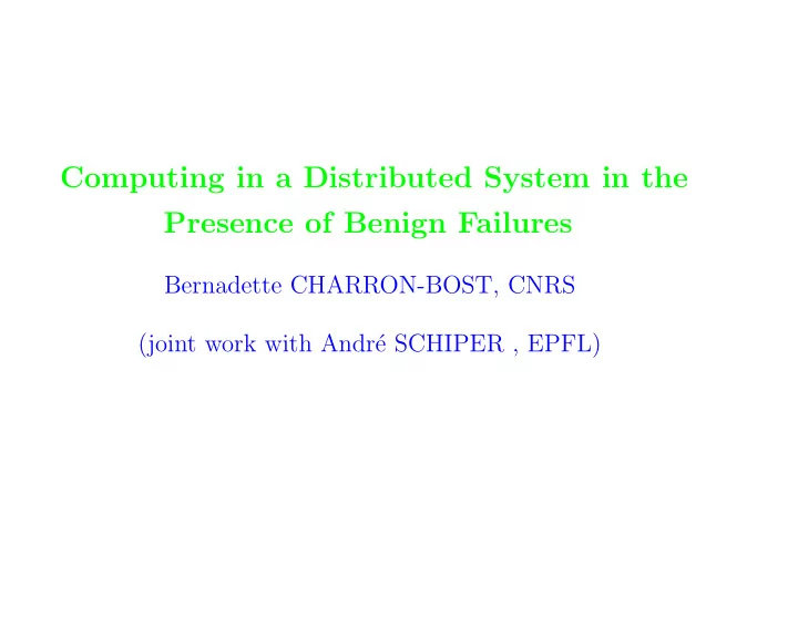computing in a distributed system in the presence of