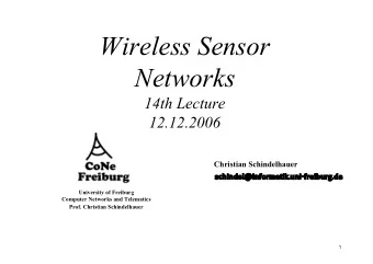 Wireless Sensor  Networks  14th Lecture  12.12.2006  Christian Schindelhauer