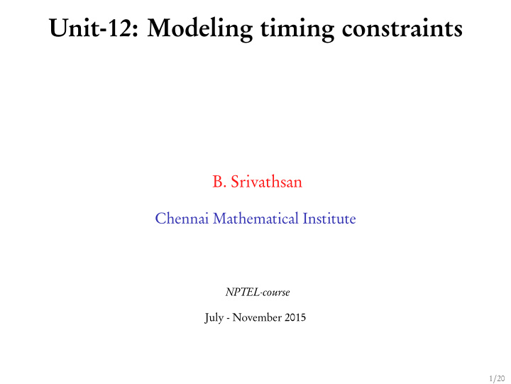 unit 12 modeling timing constraints