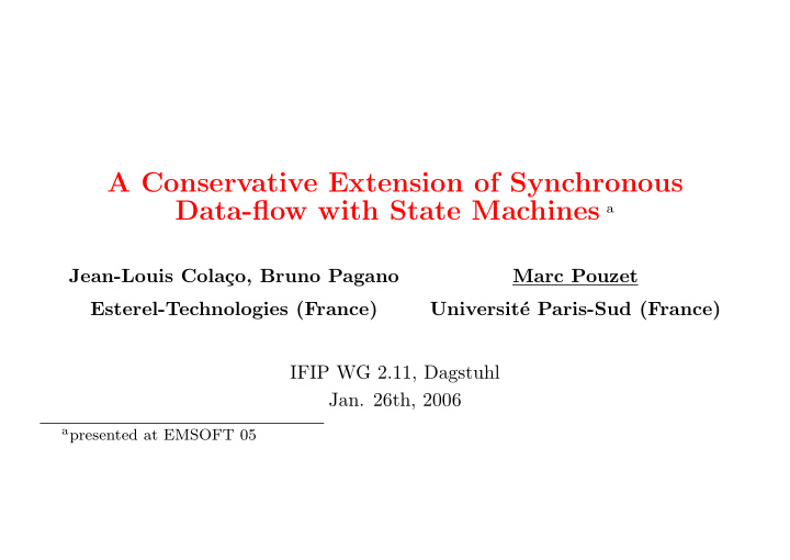 a conservative extension of synchronous