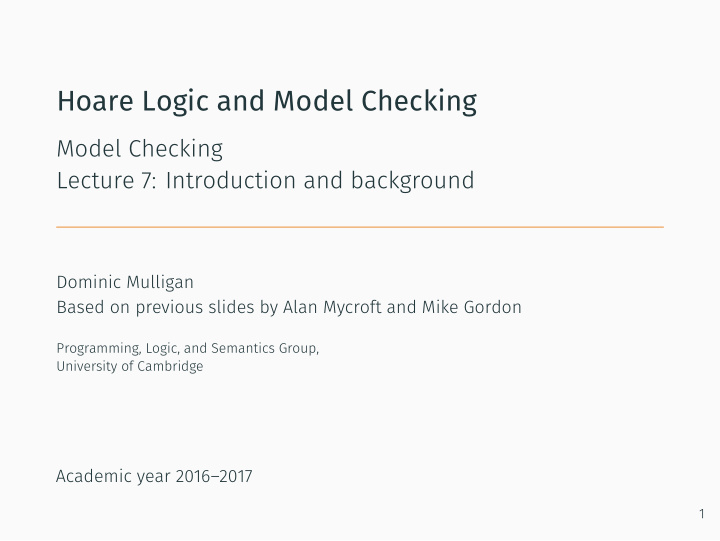 hoare logic and model checking