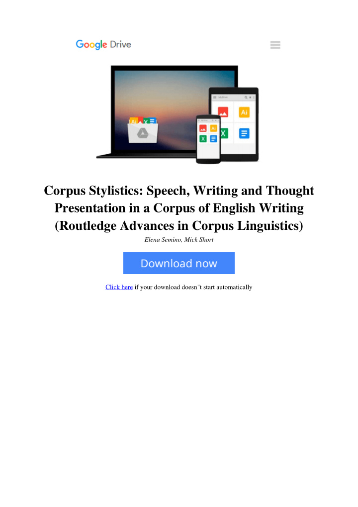 corpus stylistics speech writing and thought presentation
