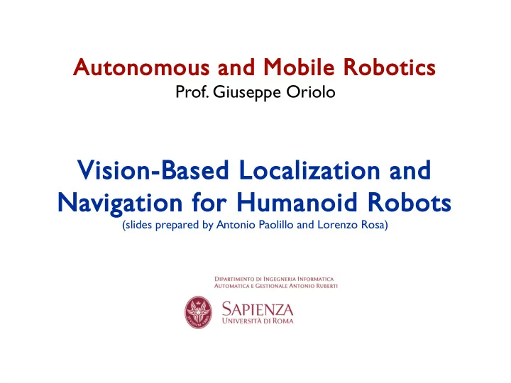 vision based localization and navigation for humanoid