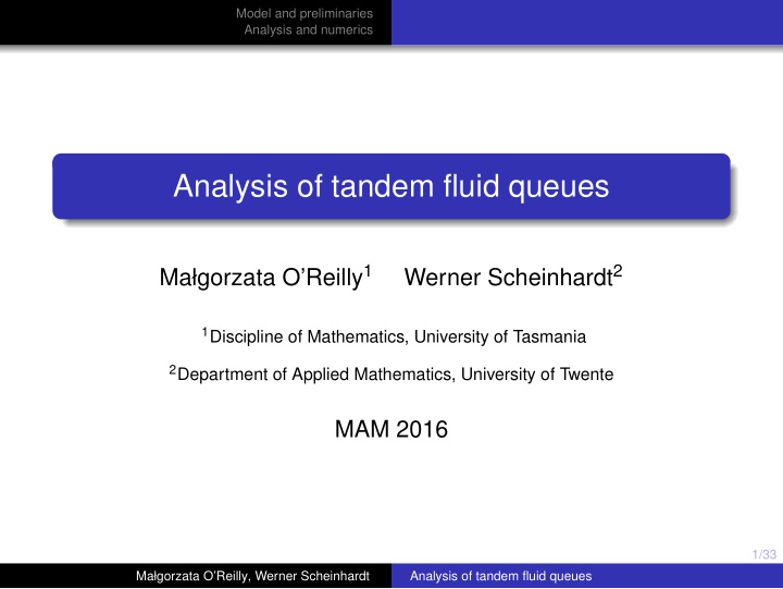 analysis of tandem fluid queues