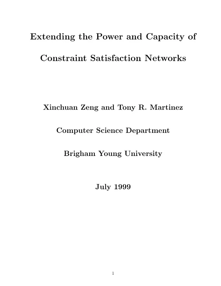 extending the p o w er and capacit y of constrain t