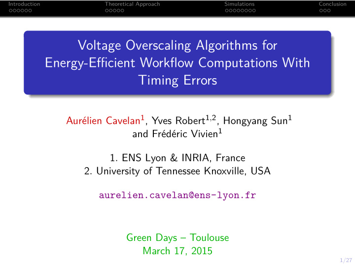 voltage overscaling algorithms for energy efficient