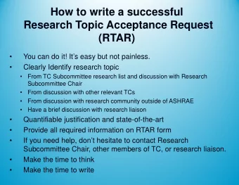 How to write a successful  Research Topic Acceptance Request  (RTAR)    You can do it! Its
