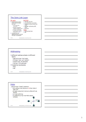 1  Switch  link-layer device: smarter than hubs, take active role  store, forward Ethernet