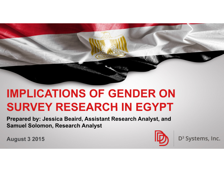 implications of gender on survey research in egypt survey