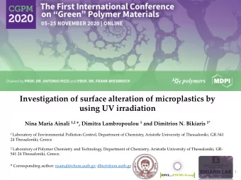 using UV irradiation Nina Maria Ainali 1,2 *, Dimitra Lambropoulou 1 and Dimitrios N. Bikiaris 2* 1