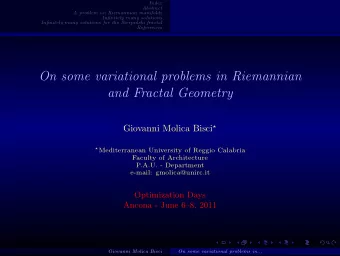 On some variational problems in Riemannian  and Fractal Geometry Giovanni Molica Bisci