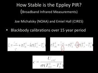 How Stable is the Eppley PIR? ( Broadband Infrared Measurements)  Joe Michalsky (NOAA) and Emiel