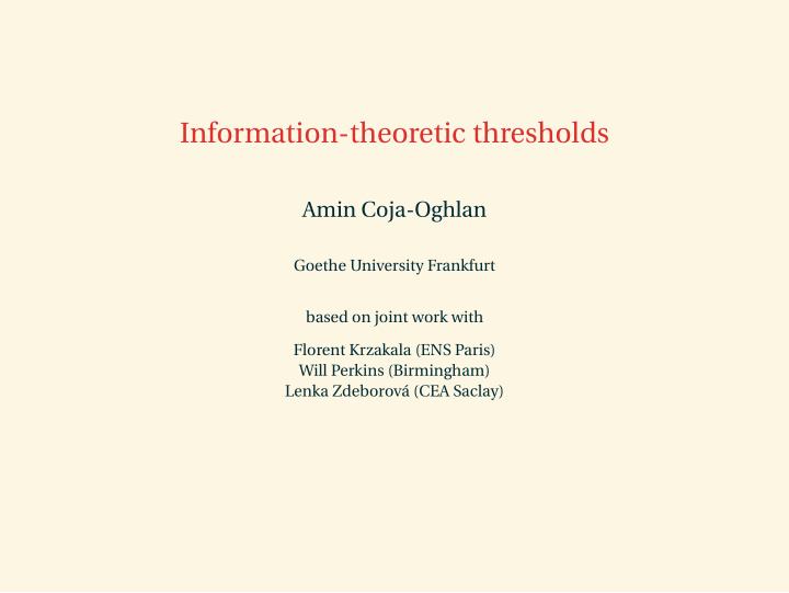 information theoretic thresholds