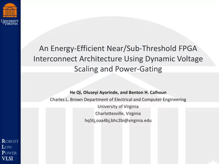 an energy efficient near sub threshold fpga