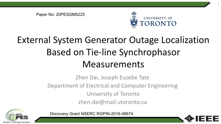 external system generator outage localization based on