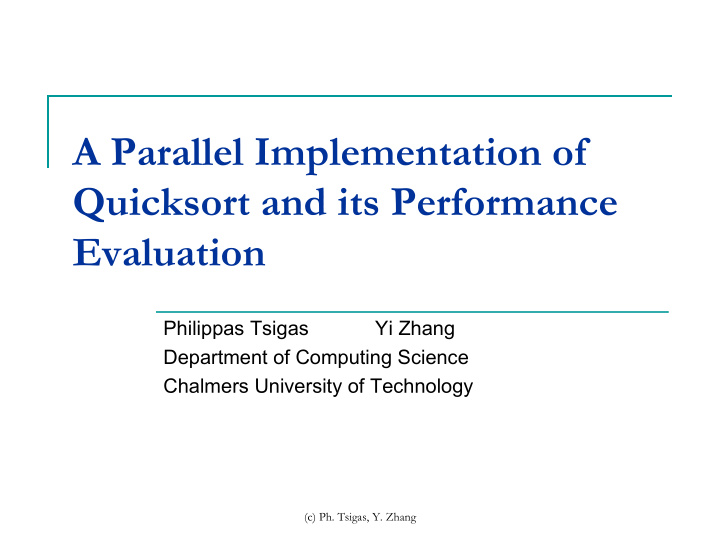 a parallel implementation of quicksort and its