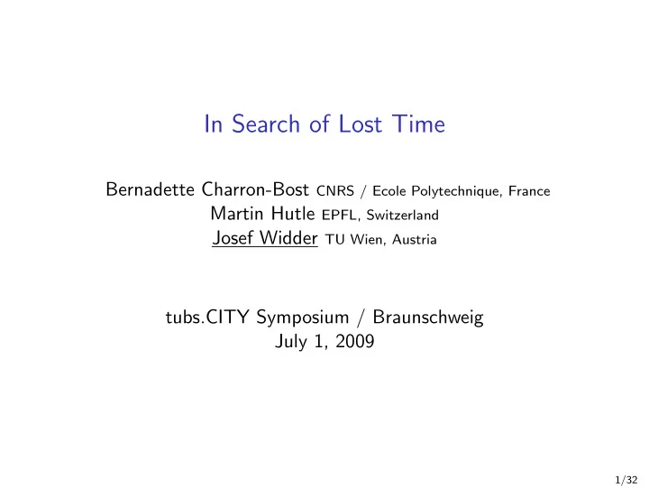 in search of lost time