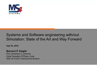 Systems and Software engineering with/out  Simulation: State of the Art and Way Forward  Sept 25,