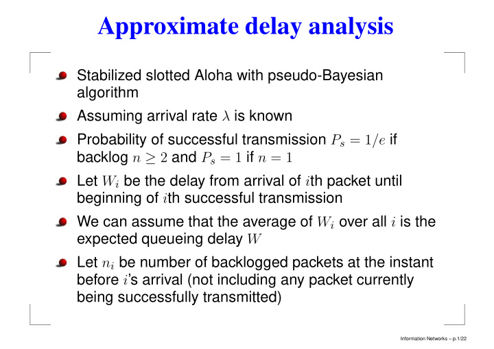 approximate delay analysis
