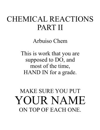 X  carbonate  Balancing Chemical Equations #1                                          name: