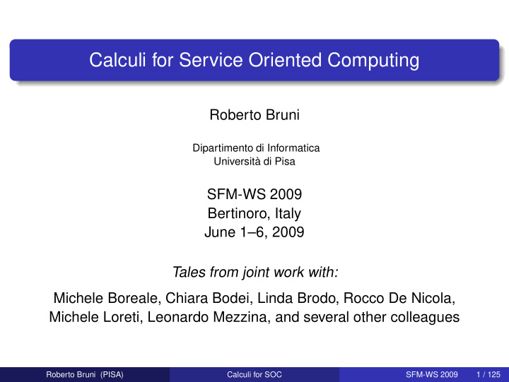calculi for service oriented computing
