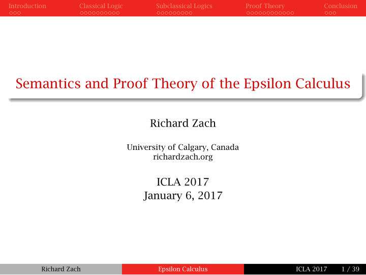 semantics and proof theory of the epsilon calculus