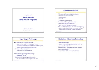 Hand  Hand-  -Written  Written   aspects  One-  One  -Pass Compilers  Pass Compilers   14