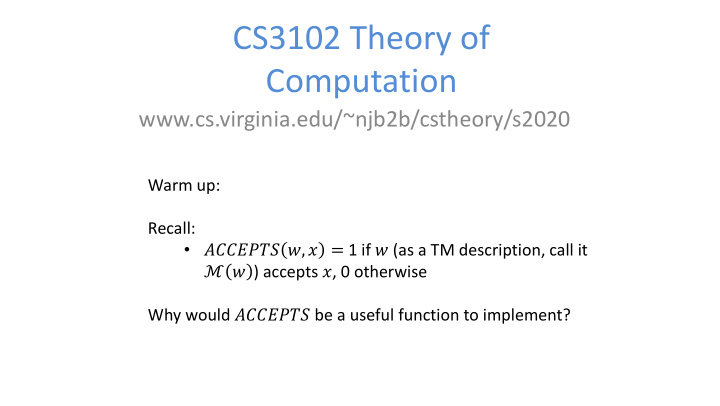 cs3102 theory of