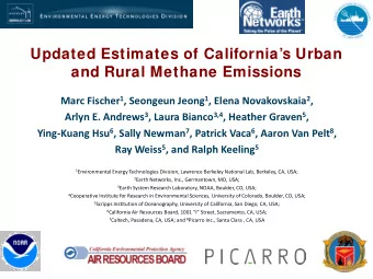 Updated Estimates of Californias Urban  and Rural Methane Emissions Marc Fischer 1 , Seongeun