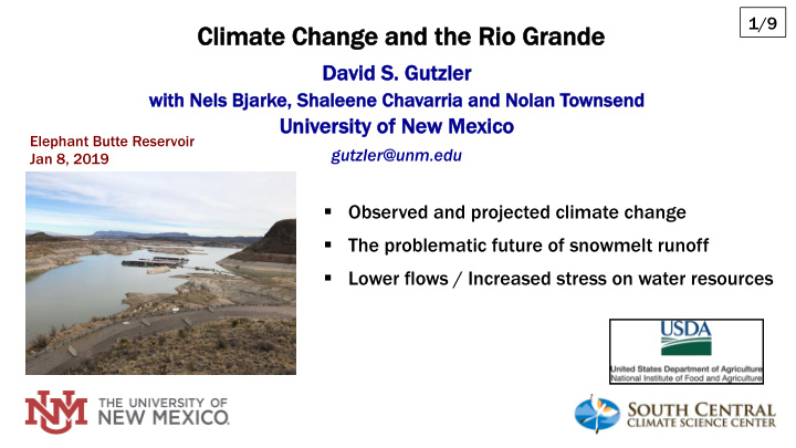 climate c change a and t the r rio g grande