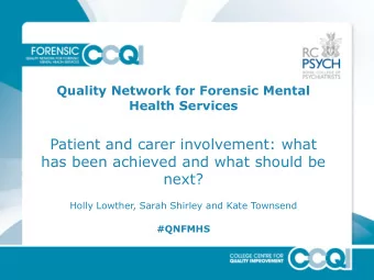 next?  Holly Lowther, Sarah Shirley and Kate Townsend  #QNFMHS  True Co-production  #QNFMHS