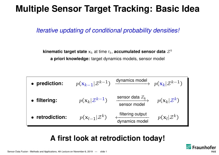 multiple sensor target tracking basic idea