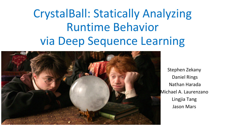 runtime behavior via deep sequence learning