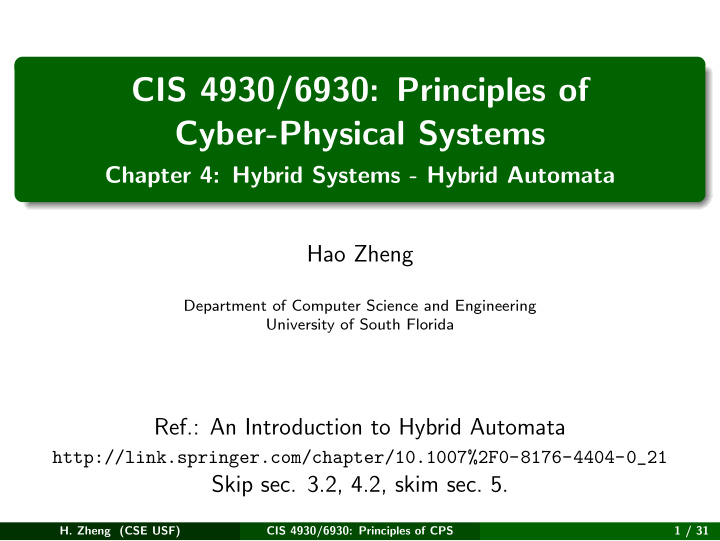 cis 4930 6930 principles of cyber physical systems