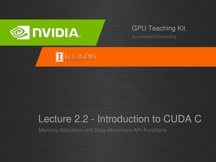 lecture 2 2 introduction to cuda c