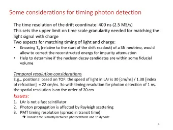 Some considerations for timing photon detection  The time resolution of the drift coordinate: 400